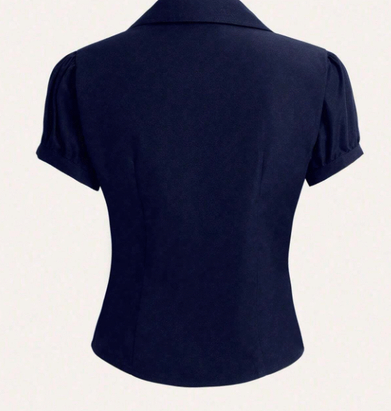 Sweetra Blouse femme à manches courtes avec encolure en V, taille avec fronces et découpe