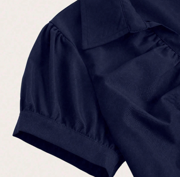 Sweetra Blouse femme à manches courtes avec encolure en V, taille avec fronces et découpe